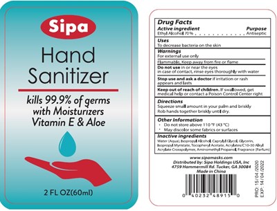 Image Of Label (Sipa Hand Sanitizer 60 500 mL 70)